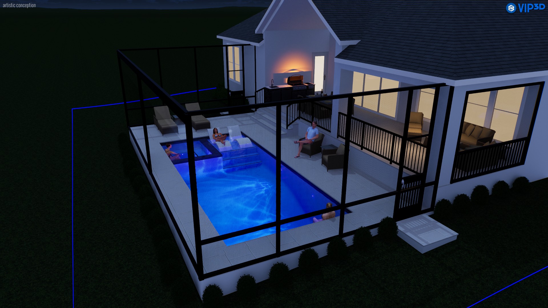 Pool aerial view showing layout